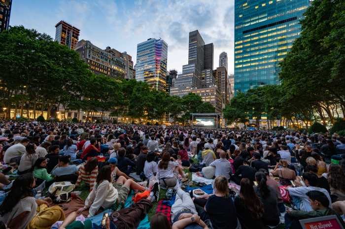 Enjoy summertime movie nights under the stars on Mondays at 8 p.m. at Bryant Park.